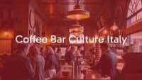 Busy Italian coffee bar, people standing and chatting, barista making espresso, warm lighting, vintage decor, lively atmosphere, realistic.