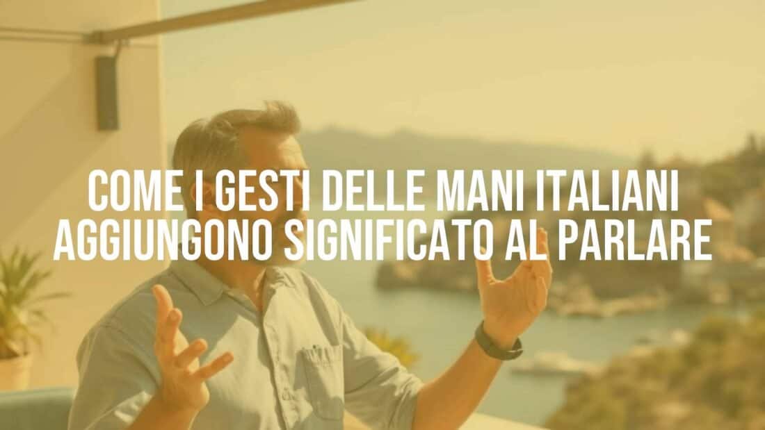 Italian man talking with expressive hand gestures, lively conversation, warm Mediterranean background, realistic.