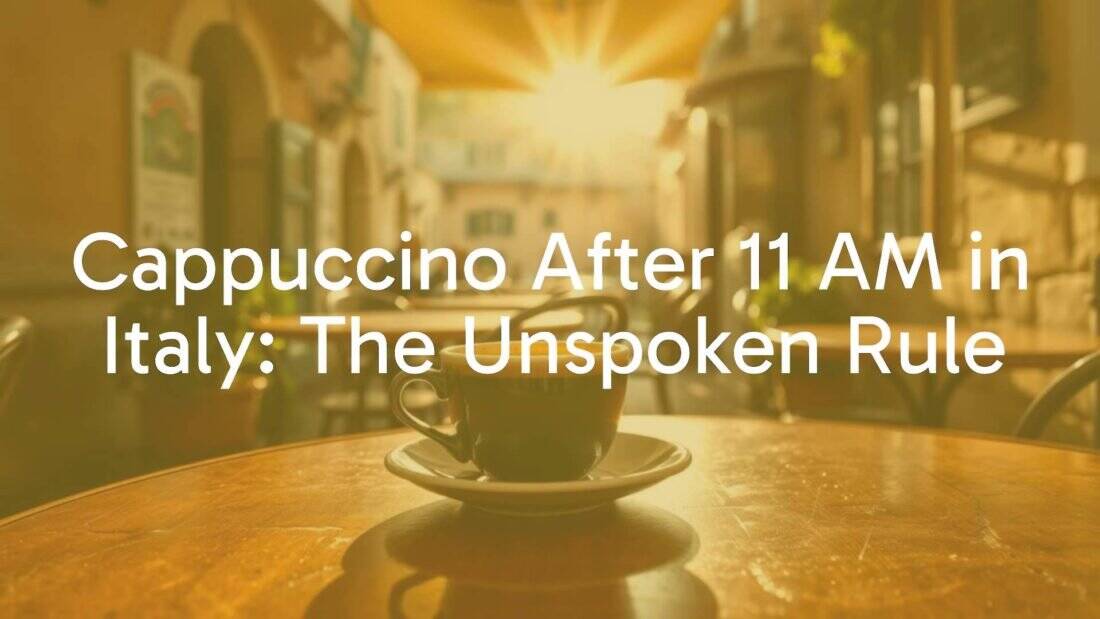 A cappuccino cup on a rustic Italian cafe table, morning sunlight, traditional Italian setting, realistic.