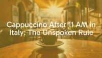 A cappuccino cup on a rustic Italian cafe table, morning sunlight, traditional Italian setting, realistic.