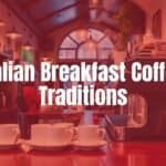 Italian café in the morning, bar counter with espresso cups, steaming coffee machine, lively atmosphere, realistic.