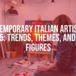 Contemporary Italian artist painting in a modern studio, blending Renaissance influences with digital art tools, vibrant colors, creative atmosphere.