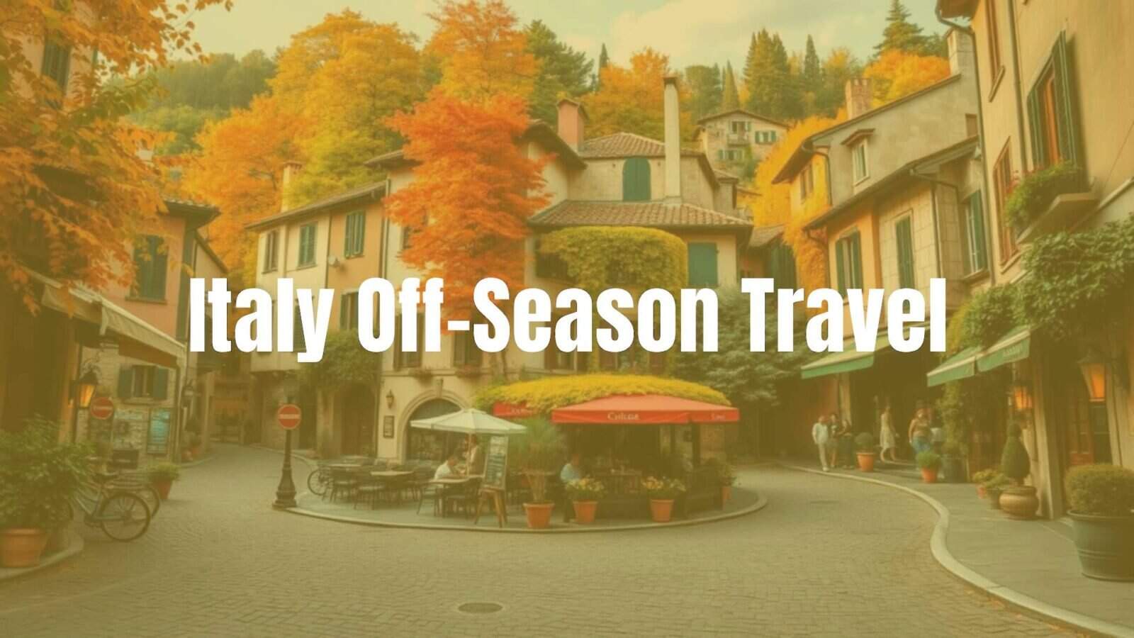 Quaint Italian village in autumn, cobblestone streets, cozy cafes, colorful leaves, peaceful atmosphere, realistic.