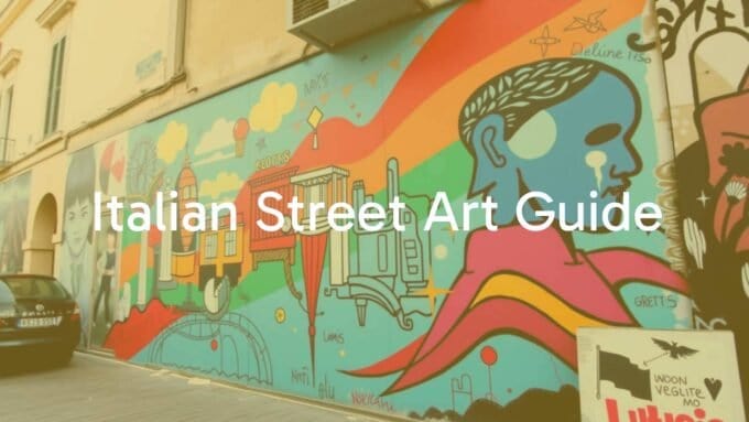 Vibrant Italian street art on an urban wall, blending modern themes with classical hints, open-air gallery vibe, illustrative style.