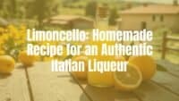 A glass bottle of homemade limoncello, bright yellow liquid, fresh lemons on a rustic wooden table, Italian countryside background, sunny and vibrant.