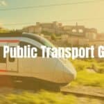 Modern Italian train speeding through scenic countryside, historic architecture in background, sunny day, travel vibe, realistic.