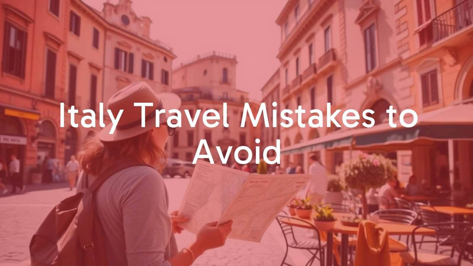 Tourist reading a map in an Italian piazza, historic buildings, outdoor cafe, warm sunlight, realistic.