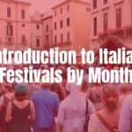 Colorful Italian festival in a historic piazza, lively crowds, traditional costumes, festive decorations, vibrant atmosphere, realistic style.