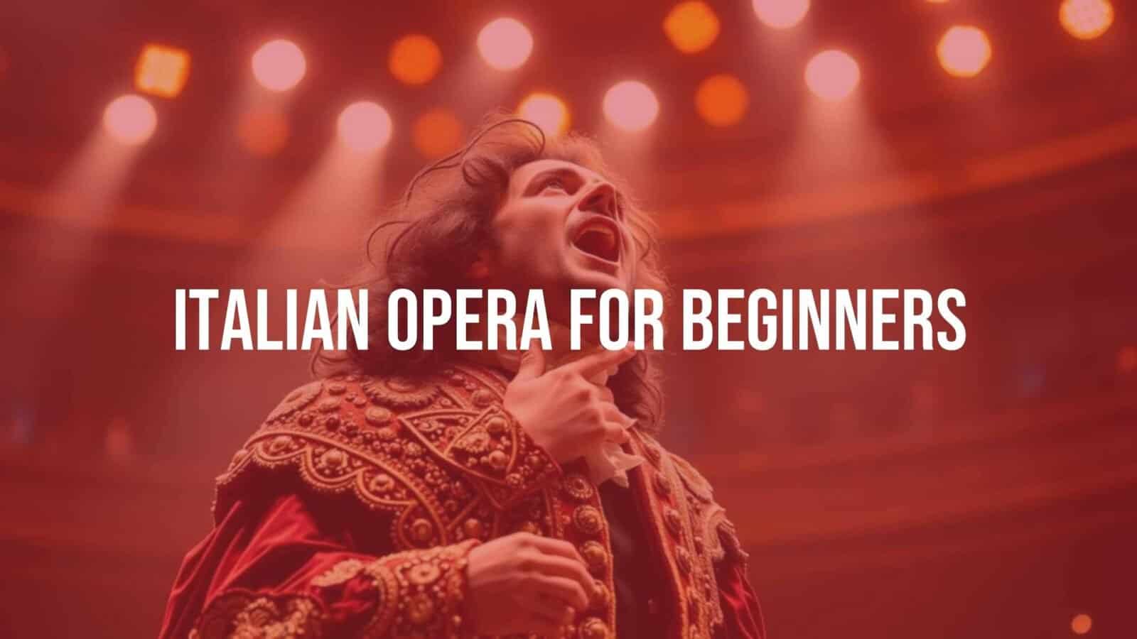 A dramatic Italian opera singer on stage, wearing a lavish costume, singing passionately under golden stage lights, realistic.